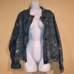 FREE PEOPLE Distressed Denim Jacket